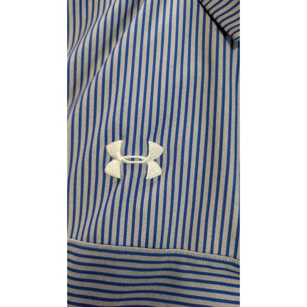 Under Armour Performance HeatGear Polo Shirt Mens XXL Blue/Gray Stripe Golf - Picture 4 of 9
